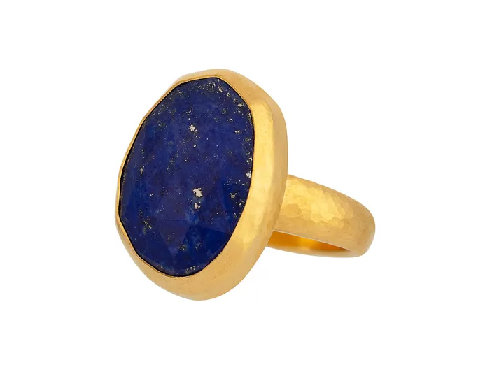 GG GOLD OOAK GURHAN Elements Gold Lapis Cocktail Ring 21x16mm Amorphous Stone Rings GG GOLD OOAK GURHAN Elements Gold Lapis Cocktail Ring 21x16mm Amorphous Stone Rings
