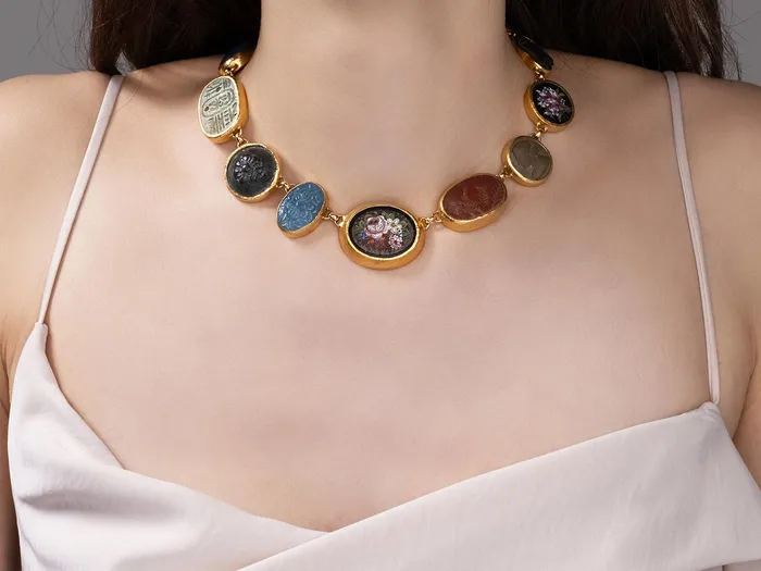 GURHAN Antiquities Gold Mixed Stone All Around Short Necklace Mix of Artifacts and Stones GG GOLD OOAK Necklaces GURHAN Antiquities Gold Mixed Stone All Around Short Necklace Mix of Artifacts and Stones GG GOLD OOAK Necklaces