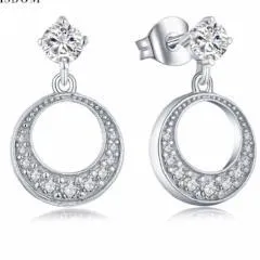 Ladies Silver Round Long Earrings sparklingselections Earrings