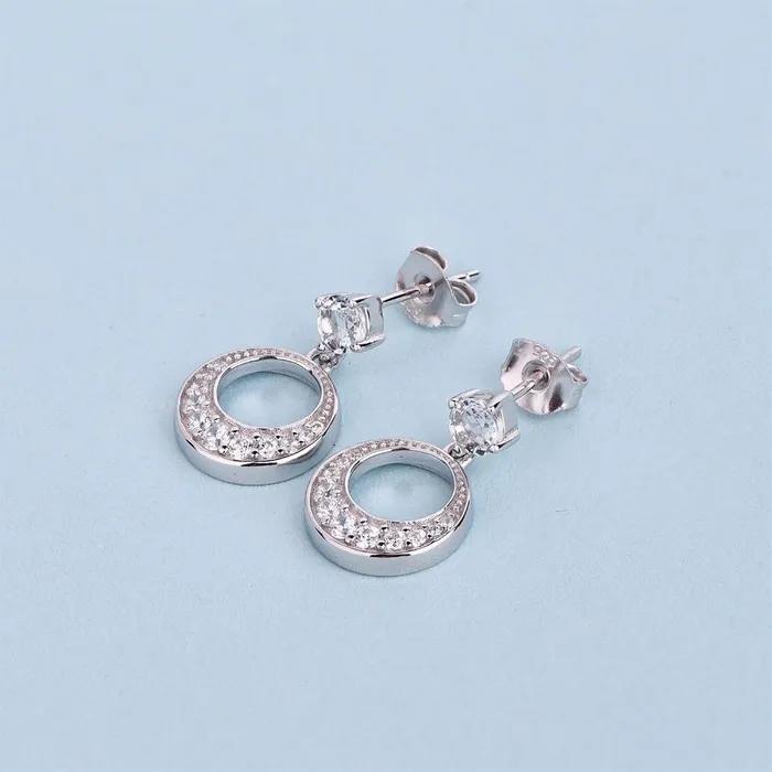 Ladies Silver Round Long Earrings sparklingselections Earrings Ladies Silver Round Long Earrings sparklingselections Earrings