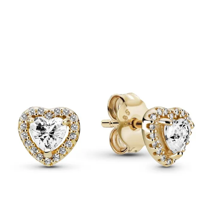 Pandora 14k Gold Elevated Heart Stud Earrings Pandora Earrings