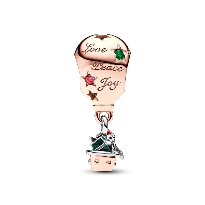 Pandora Twotone Santa Claus in Hot Air Balloon Charm Charm Necklaces