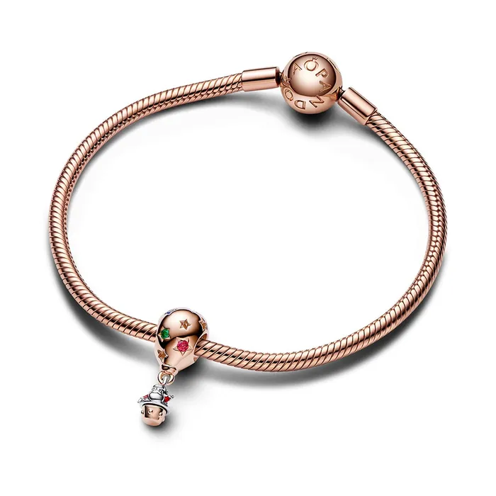 Pandora Twotone Santa Claus in Hot Air Balloon Charm Charm Necklaces