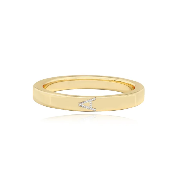 Pave Initial Wedding Band Alev Jewelry Rings