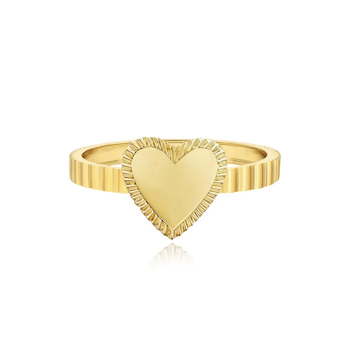 Rings Alev Jewelry Small Fluted Outline Gold Heart Ring