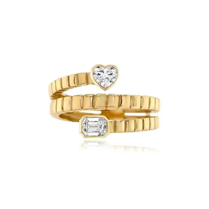 Rings Alev Jewelry Solitaire Diamonds Bezel Striped Swirl Golden Ring