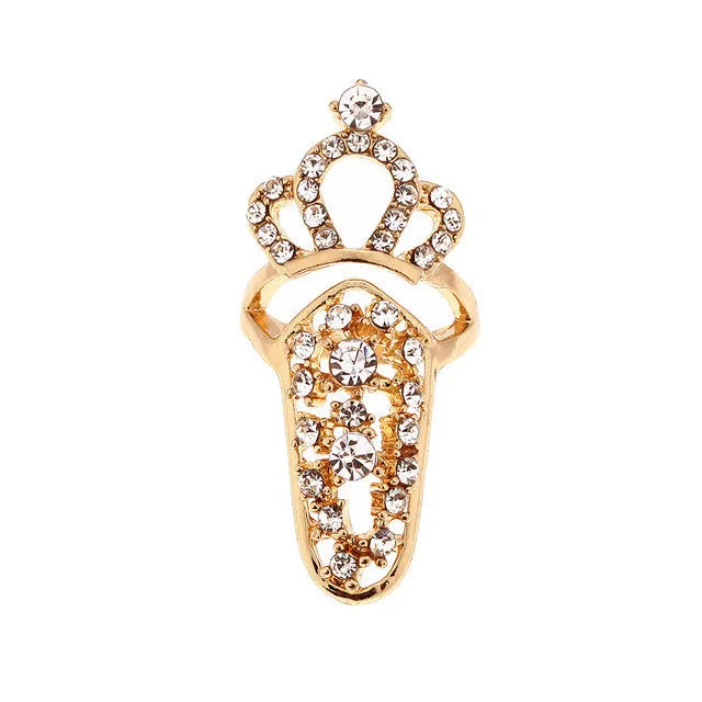 Rings sparklingselections Bowknot Crown Crystal Finger Art Nail Ring for Women Rings sparklingselections Bowknot Crown Crystal Finger Art Nail Ring for Women