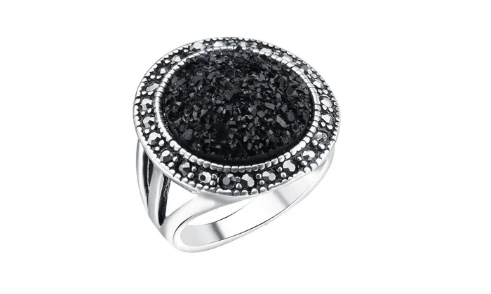 Rings sparklingselections Fashion Black Broken Stone Resin Ring