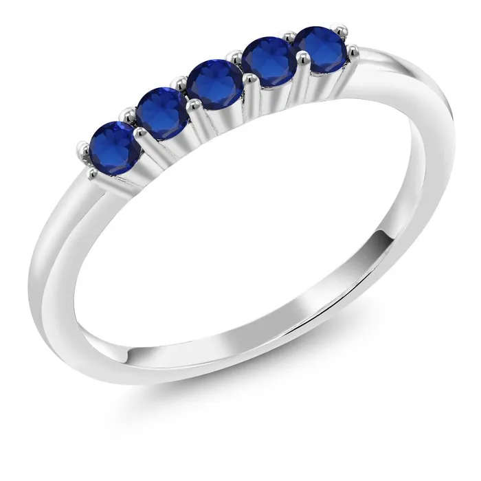 Rings sparklingselections Round Blue Simulated Sterling Silver Ring