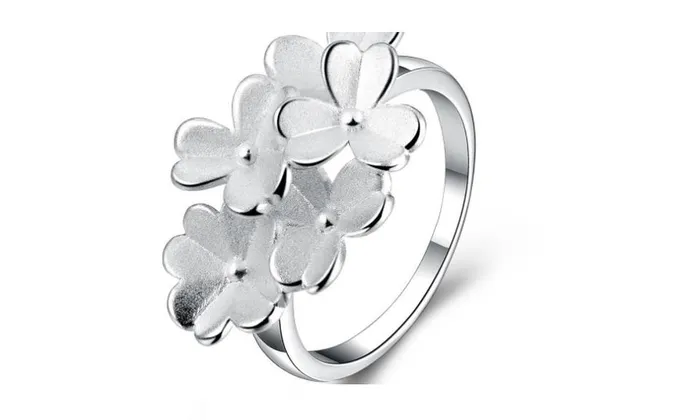 Rings sparklingselections Silver Plated Flower Shape Ring For Women