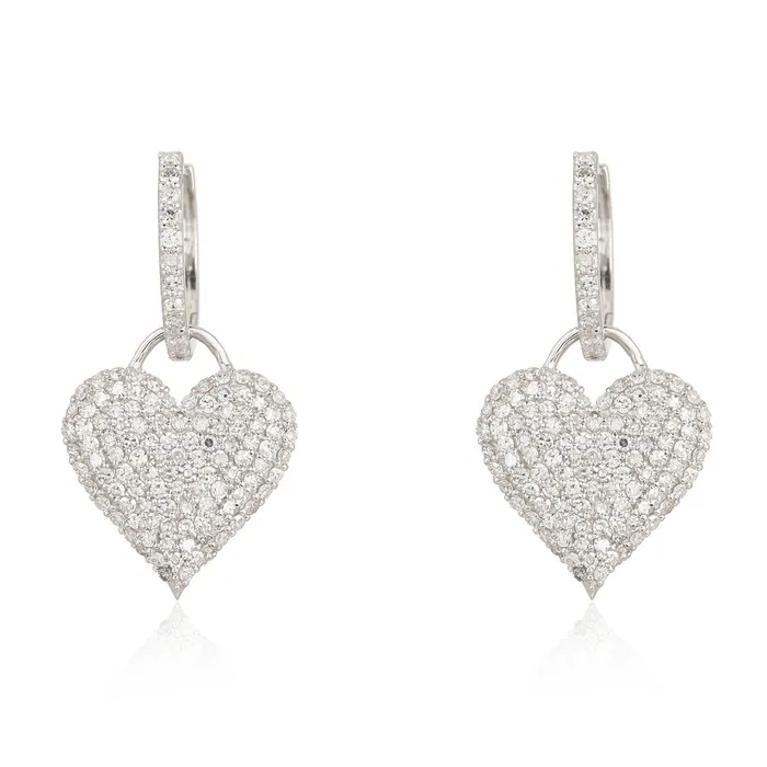 Small Pave Heart Charm Hoop Earring Alev Collection Earrings