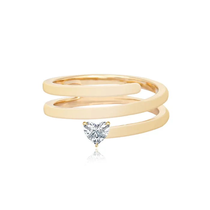 Solitaire Diamond Gold Swirl Ring Alev Collection Rings