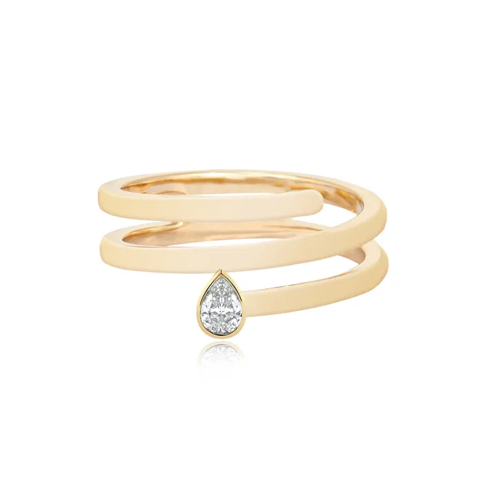 Solitaire Diamond Gold Swirl Ring Alev Collection Rings
