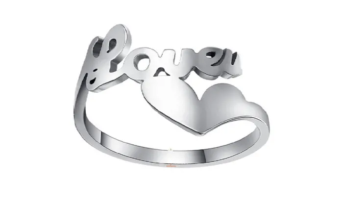 Sparkling Selection Necklaces Hollow Love Heart Trendy Stainless Steel Rings For Women