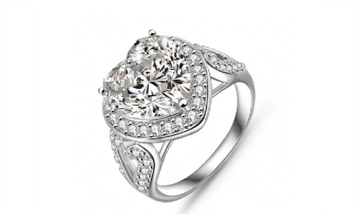 Sparkling Selections Rings New Fashion Big Heart Silver Color AAA Cubic Zirconia Ring Sparkling Selections Rings New Fashion Big Heart Silver Color AAA Cubic Zirconia Ring