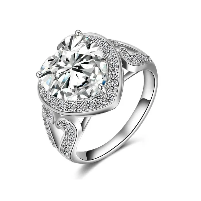 Sparkling Selections Rings New Fashion Big Heart Silver Color AAA Cubic Zirconia Ring Sparkling Selections Rings New Fashion Big Heart Silver Color AAA Cubic Zirconia Ring