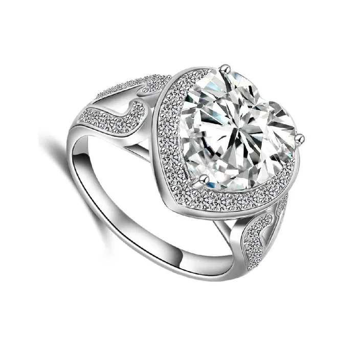 Sparkling Selections Rings New Fashion Big Heart Silver Color AAA Cubic Zirconia Ring Sparkling Selections Rings New Fashion Big Heart Silver Color AAA Cubic Zirconia Ring