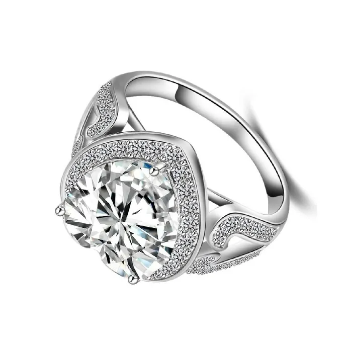 Sparkling Selections Rings New Fashion Big Heart Silver Color AAA Cubic Zirconia Ring Sparkling Selections Rings New Fashion Big Heart Silver Color AAA Cubic Zirconia Ring