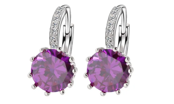 sparklingselections Earrings Simple Jewelry Design Round Zirconia Earrings
