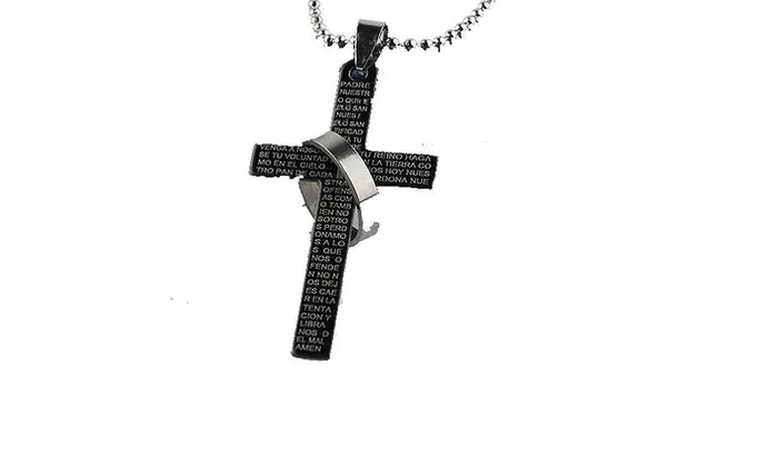 sparklingselections Necklaces Stainless Steel Prayer Cross Pendant Necklace sparklingselections Necklaces Stainless Steel Prayer Cross Pendant Necklace