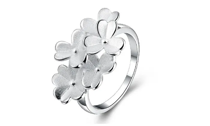 sparklingselections Rings Silver Plated Flower Shape Cute Ring 78