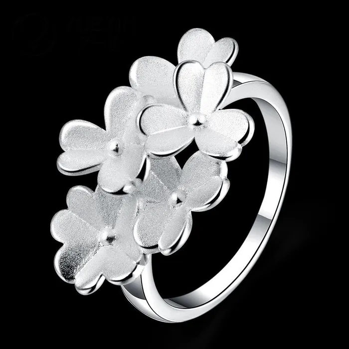sparklingselections Rings Silver Plated Flower Shape Cute Ring 78 sparklingselections Rings Silver Plated Flower Shape Cute Ring 78