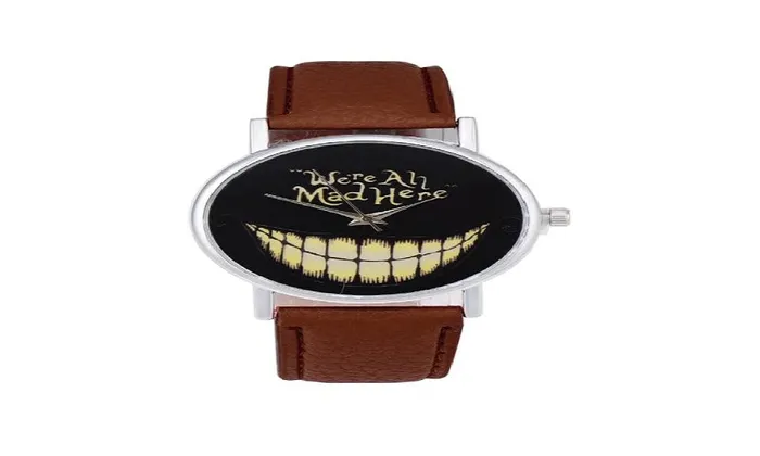 sparklingselections Watches Faux Leather Analog Smiling Face Wrist Watch