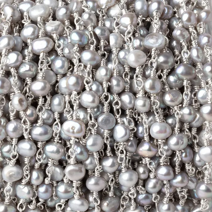45mm Silver Petite Baroque Pearls on 925 Silver Chain Beadsofcambaycom Necklaces 45mm Silver Petite Baroque Pearls on 925 Silver Chain Beadsofcambaycom Necklaces
