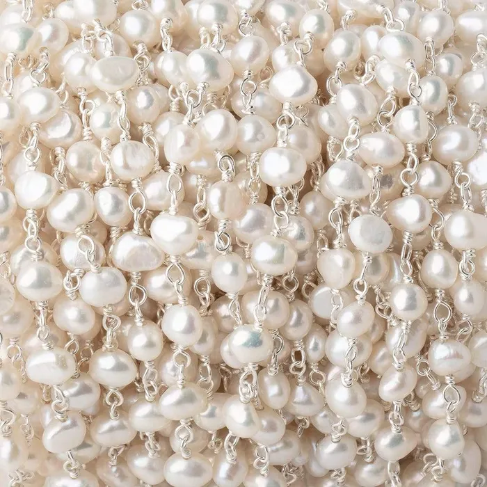 5x4mm Off White Baroque Pearl 925 Silver Chain 33 pieces Beadsofcambaycom Necklaces 5x4mm Off White Baroque Pearl 925 Silver Chain 33 pieces Beadsofcambaycom Necklaces