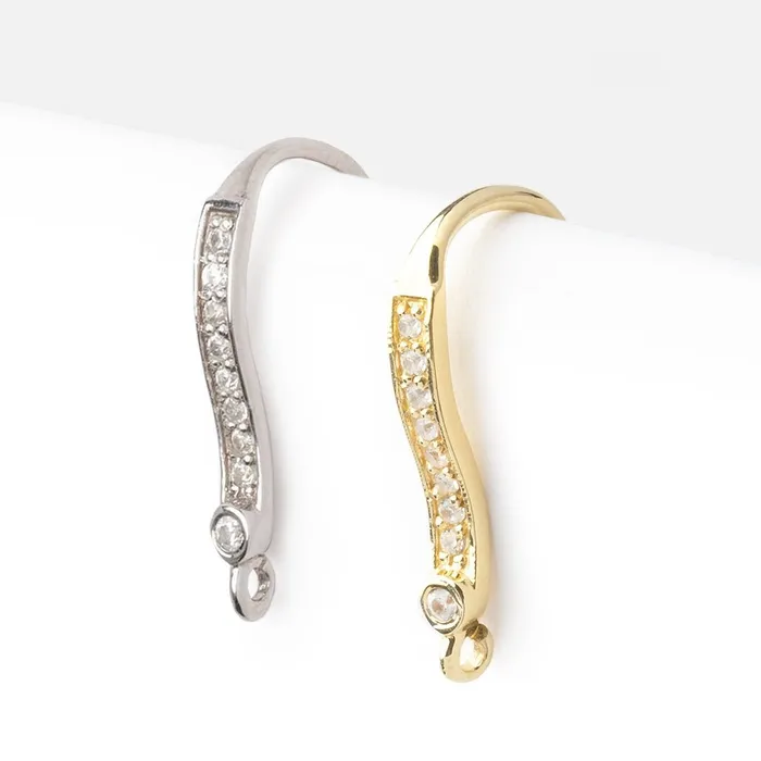 Beadsofcambaycom Earrings 21mm Cubic Zirconia Ear Wire Set of 2 pieces