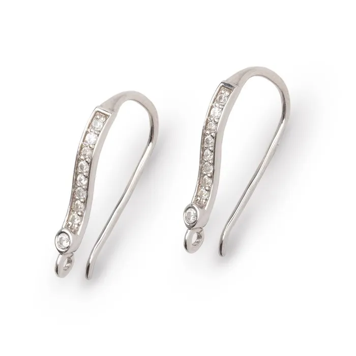 Beadsofcambaycom Earrings 21mm Cubic Zirconia Ear Wire Set of 2 pieces Beadsofcambaycom Earrings 21mm Cubic Zirconia Ear Wire Set of 2 pieces
