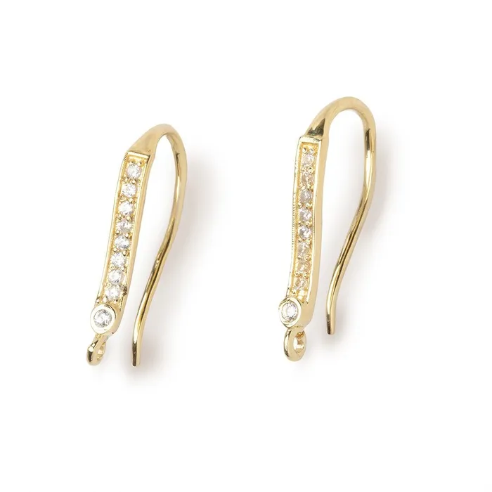 Beadsofcambaycom Earrings 21mm Cubic Zirconia Ear Wire Set of 2 pieces Beadsofcambaycom Earrings 21mm Cubic Zirconia Ear Wire Set of 2 pieces