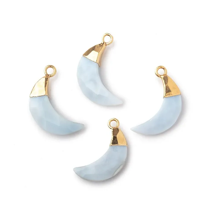 Beadsofcambaycom Necklaces 14x4mm Gold Leafed Owyhee Opal Faceted Crescent Moon Focal Pendant 1 piece Beadsofcambaycom Necklaces 14x4mm Gold Leafed Owyhee Opal Faceted Crescent Moon Focal Pendant 1 piece