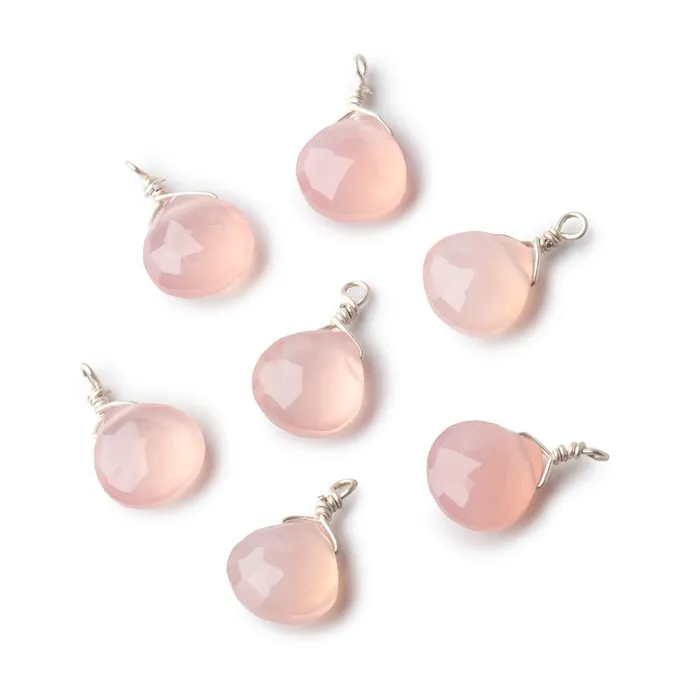 Beadsofcambaycom Necklaces 8mm Silver Wire Wrapped Blush Pink Chalcedony Faceted Heart 1 Focal Pendant Beadsofcambaycom Necklaces 8mm Silver Wire Wrapped Blush Pink Chalcedony Faceted Heart 1 Focal Pendant