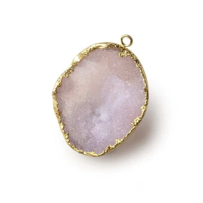 Beadsofcambaycom Necklaces Gold Leafed Iced Pink Concave Drusy Pendant 1 focal bead 32x26x11mm A Grade Beadsofcambaycom Necklaces Gold Leafed Iced Pink Concave Drusy Pendant 1 focal bead 32x26x11mm A Grade