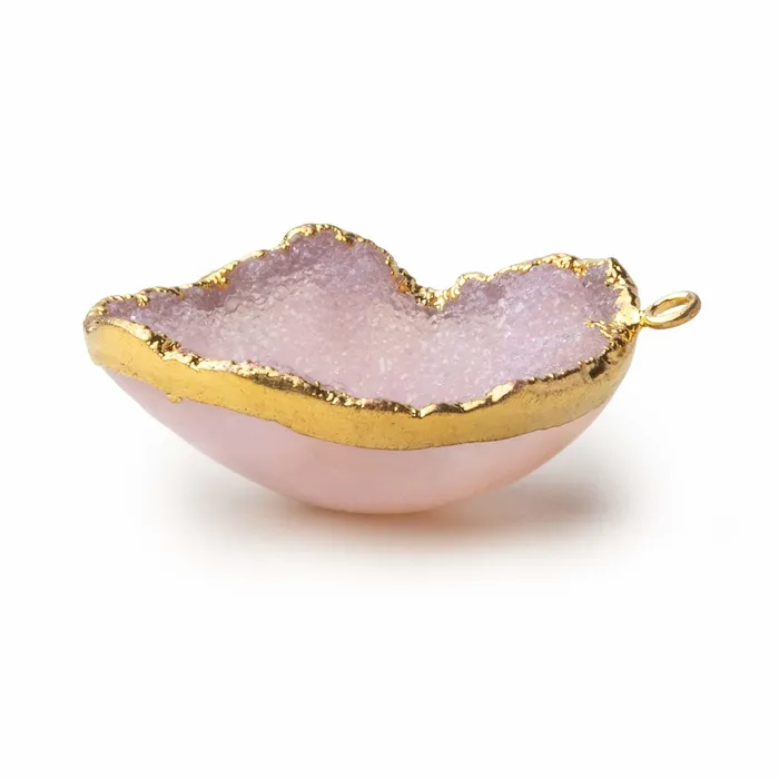 Beadsofcambaycom Necklaces Gold Leafed Iced Pink Concave Drusy Pendant 1 focal bead 32x26x11mm A Grade Beadsofcambaycom Necklaces Gold Leafed Iced Pink Concave Drusy Pendant 1 focal bead 32x26x11mm A Grade