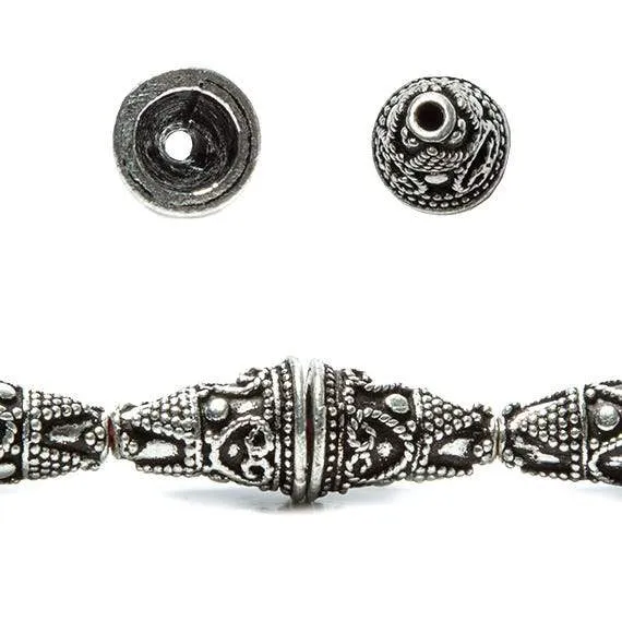 Beadsofcambaycom Rings 14x10mm Sterling Silver Plated Copper Cone Granulated Bali DISCONTINUED Beadsofcambaycom Rings 14x10mm Sterling Silver Plated Copper Cone Granulated Bali DISCONTINUED