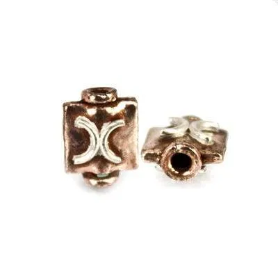 Beadsofcambaycom Rings 7mm Two toned Copper Sterling Silver Bead with X 2 pieces Beadsofcambaycom Rings 7mm Two toned Copper Sterling Silver Bead with X 2 pieces