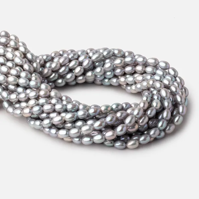 Beadsofcambaycom Rings 8x6mm Silver Straight Drilled Oval Freshwater Pearls 15 inch 52 Beads Beadsofcambaycom Rings 8x6mm Silver Straight Drilled Oval Freshwater Pearls 15 inch 52 Beads
