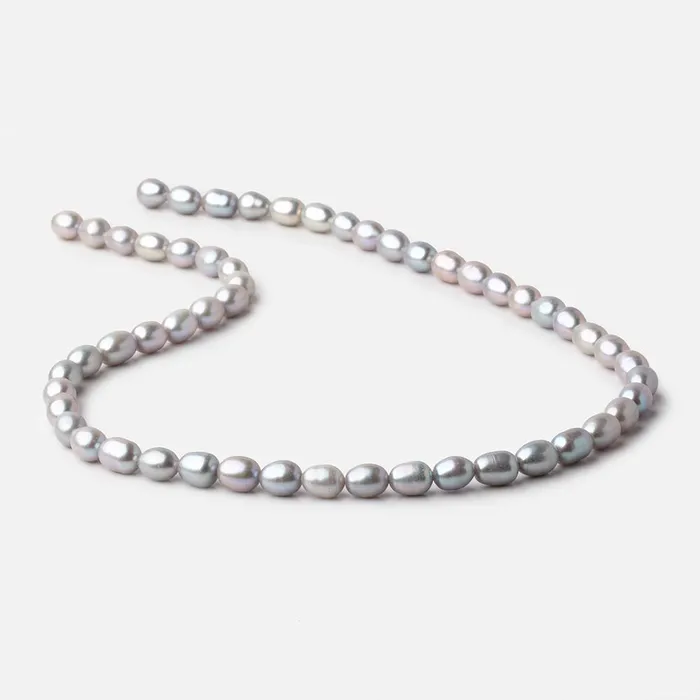 Beadsofcambaycom Rings 8x6mm Silver Straight Drilled Oval Freshwater Pearls 15 inch 52 Beads Beadsofcambaycom Rings 8x6mm Silver Straight Drilled Oval Freshwater Pearls 15 inch 52 Beads