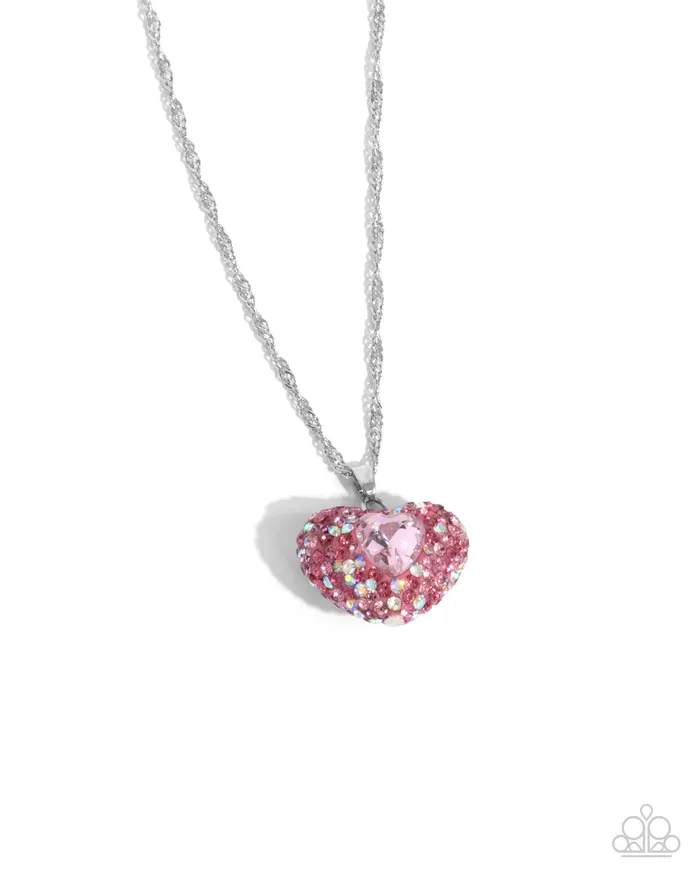 Best Of My Heart Pink Heart Necklace Jewelry by Bretta Paparazzi Accessories Necklaces