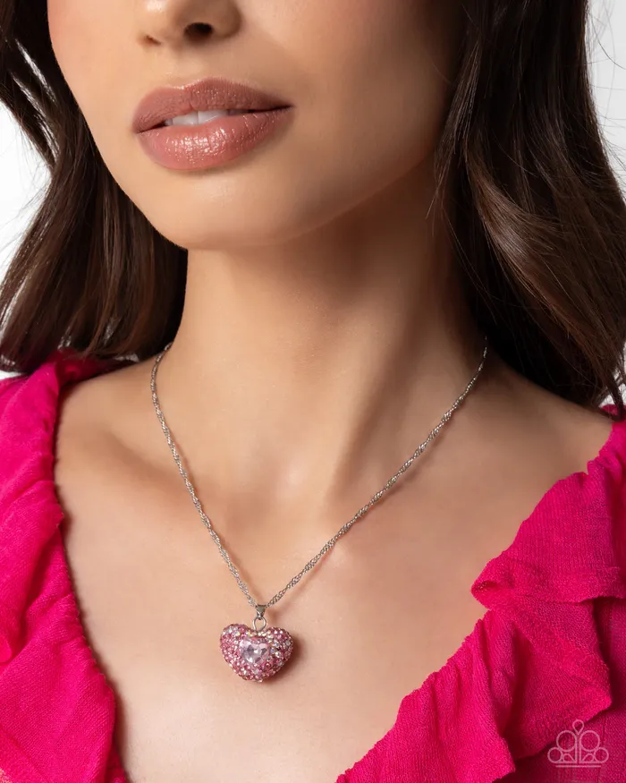 Best Of My Heart Pink Heart Necklace Jewelry by Bretta Paparazzi Accessories Necklaces