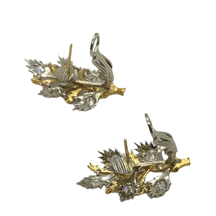 Buccellati Diamond Gold Leaf Motif Earrings Buccellati Earrings