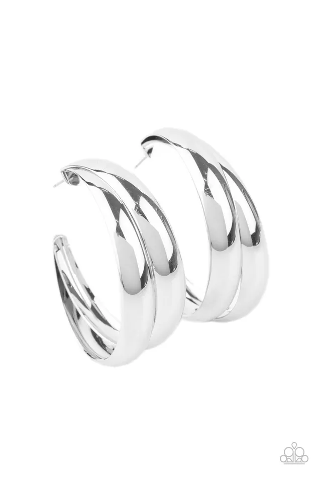 Colossal Curves Silver Earrings Jewelry by Bretta Paparazzi Accessories Earrings
