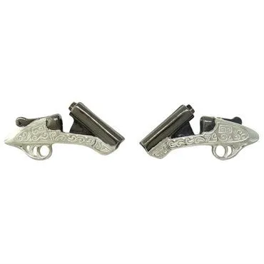 Deakin Francis Deakin Francis Sterling Silver Engraved Cocked Gun Cufflinks Rings