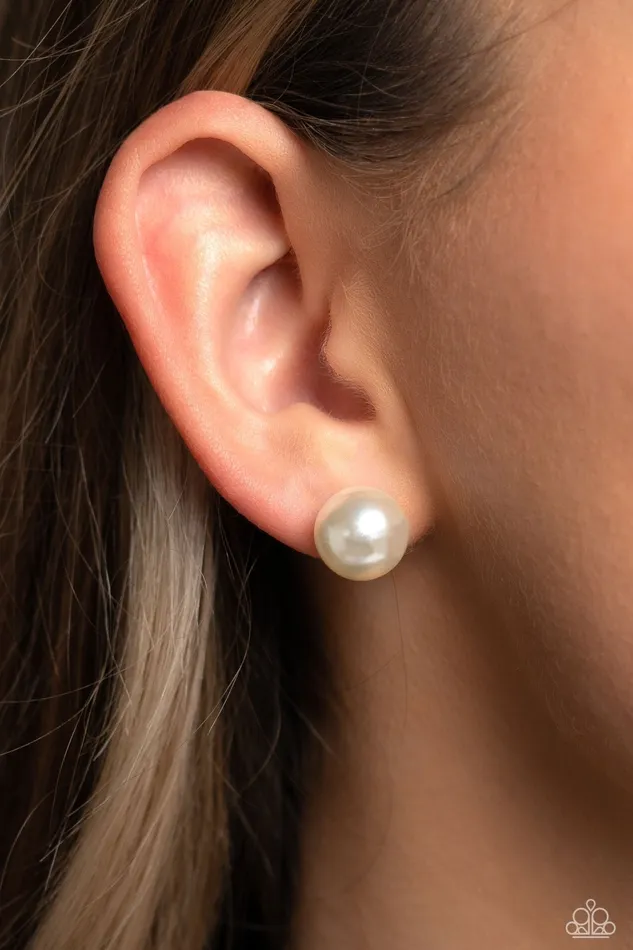 Earrings Debutante Details White Earrings Jewelry by Bretta Paparazzi Accessories