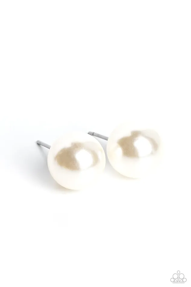 Earrings Debutante Details White Earrings Jewelry by Bretta Paparazzi Accessories