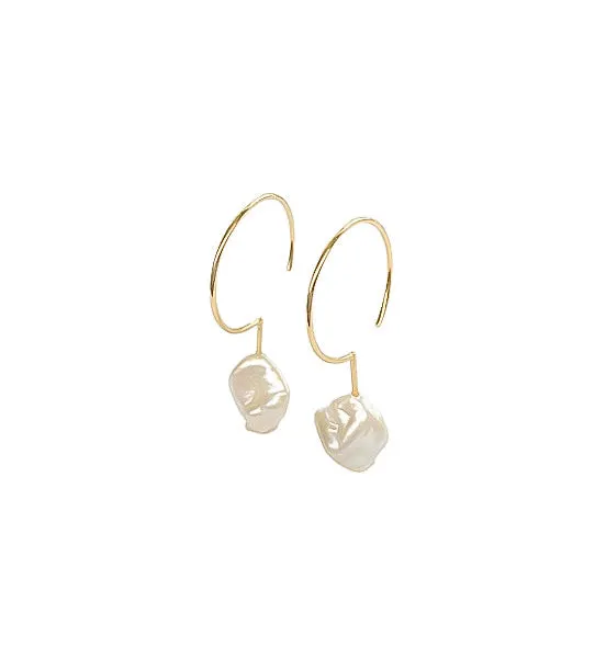 Earrings Joanna Jablko Jewelry Simple Hoops gold plated freshwater pearl earrings Earrings Joanna Jablko Jewelry Simple Hoops gold plated freshwater pearl earrings