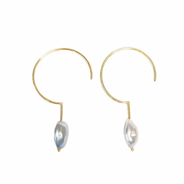 Earrings Joanna Jablko Jewelry Simple Hoops gold plated freshwater pearl earrings Earrings Joanna Jablko Jewelry Simple Hoops gold plated freshwater pearl earrings