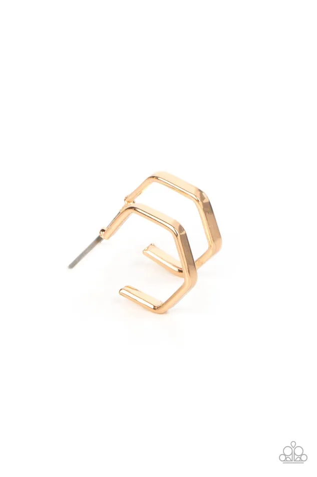 Earrings Paparazzi Accessories Haute Hexagons Gold Earrings Jewelry by Bretta